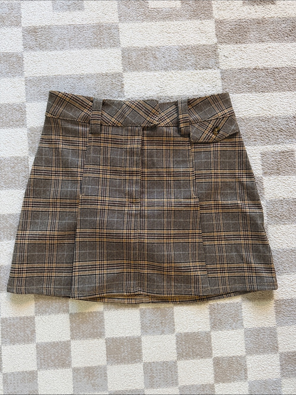 H&M Plaid Mini Skirt in Brown and Tan